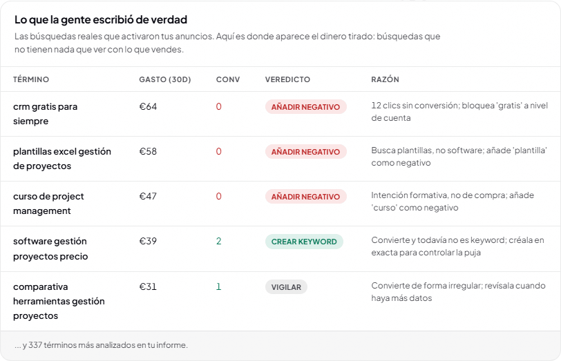 Búsquedas, una a una